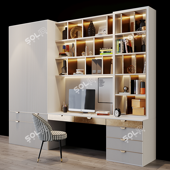 Modern Workplace Zone with Eichholtz Cooper Dining Chair 3D model image 3