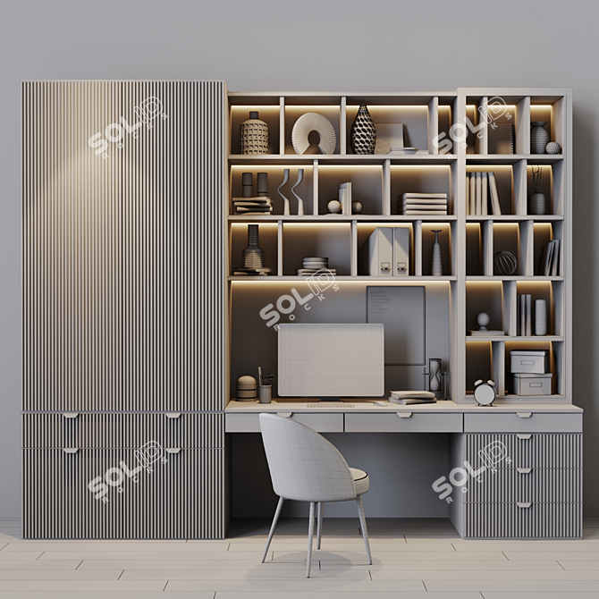 Modern Workplace Zone with Eichholtz Cooper Dining Chair 3D model image 5