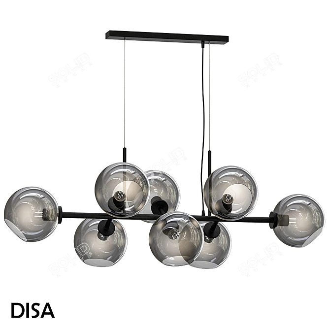 Industrial Glass Ceiling Light 3D model image 1