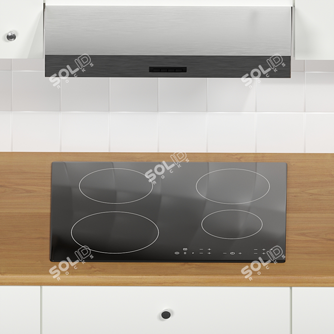 Modern White IKEA Kitchen Set 3D model image 4