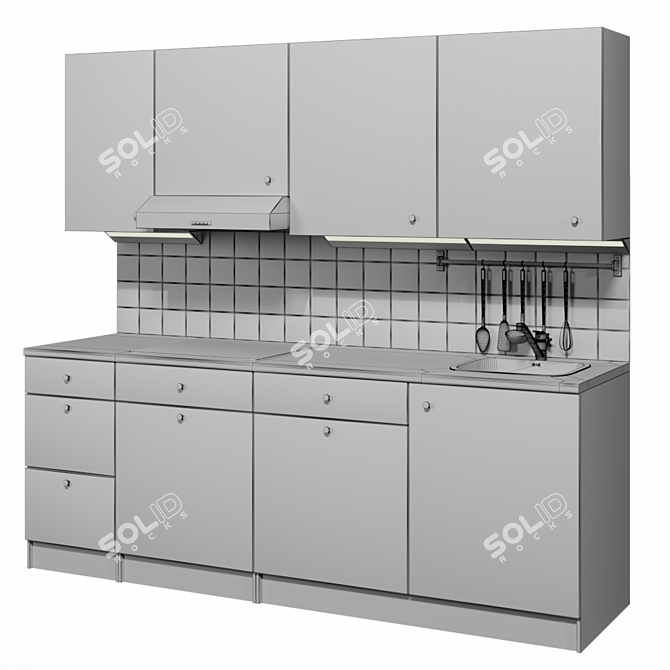 Modern White IKEA Kitchen Set 3D model image 5