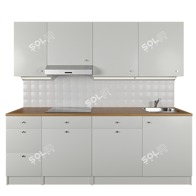 Modern White IKEA Kitchen Set 3D model image 6