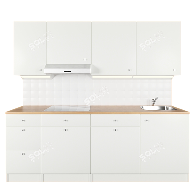 Modern White IKEA Kitchen Set 3D model image 7