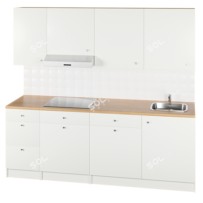 Modern White IKEA Kitchen Set 3D model image 8