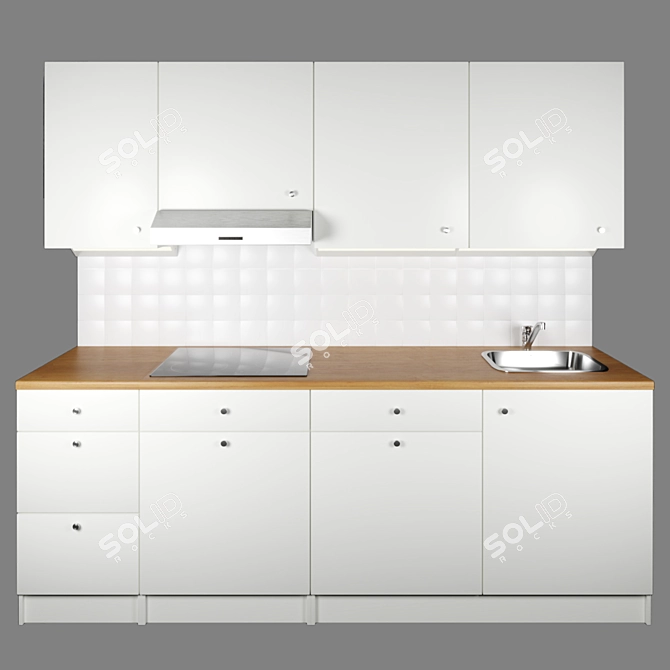 Modern White IKEA Kitchen Set 3D model image 9