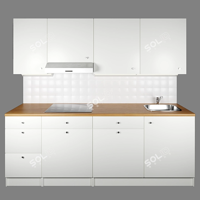 Modern White IKEA Kitchen Set 3D model image 11