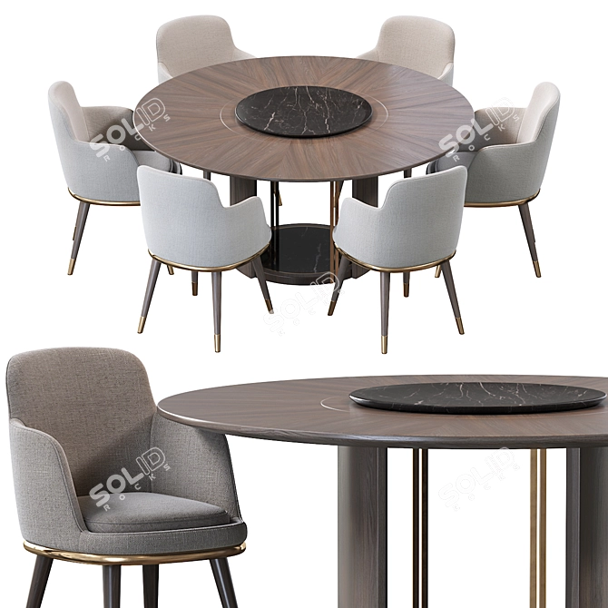 Elegant Sendai Round Dining Set 3D model image 4