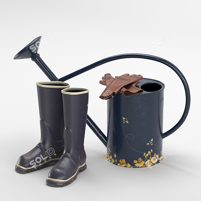 Garden Essentials: Watering Can & Boots 3D model image 1