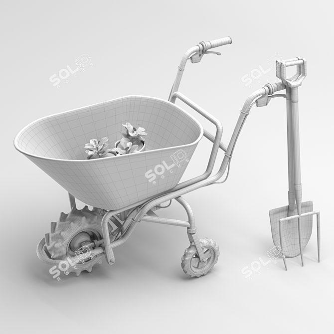 Sherpa Power Barrow SPB500: Convenient Wheelbarrow & Garden Tool Set 3D model image 4