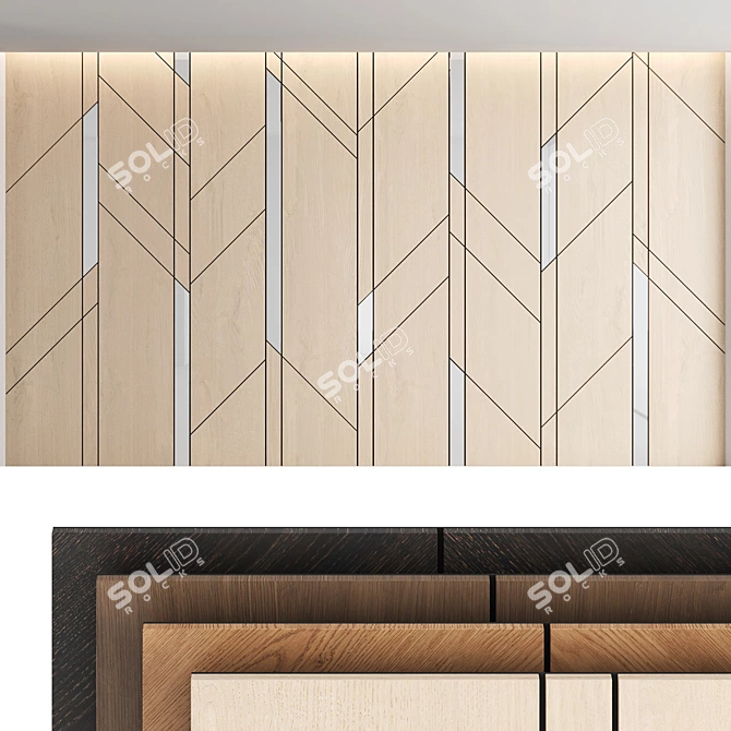 Title: Elegant Woodgrain Decorative Wall Panel Set 3D model image 1