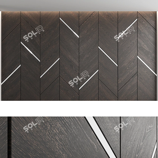 Title: Elegant Woodgrain Decorative Wall Panel Set 3D model image 2