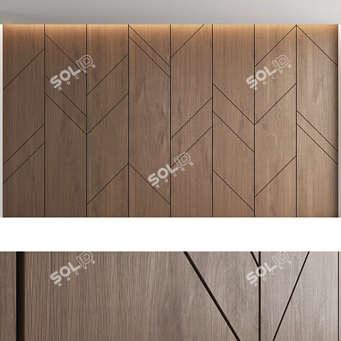 Title: Elegant Woodgrain Decorative Wall Panel Set 3D model image 3