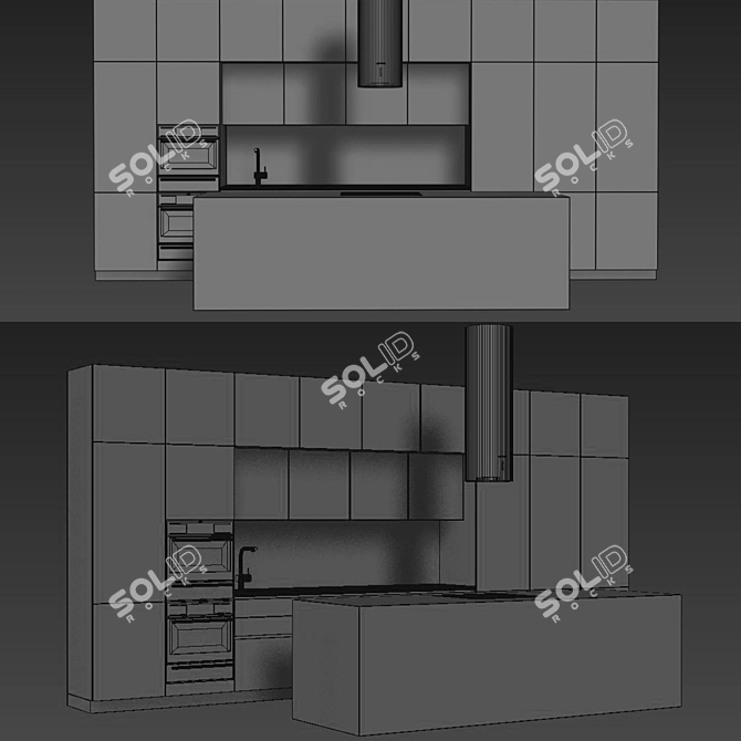 Modern Kitchen 3D Model 3D model image 5