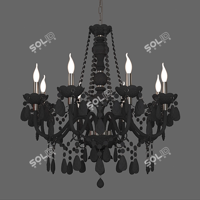 Gray Velvet Acrylic Chandelier - 8 Light 3D model image 2