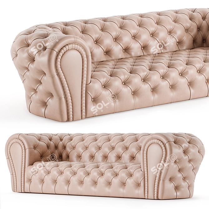 Elegant Italian Leather Sofa 3D model image 1