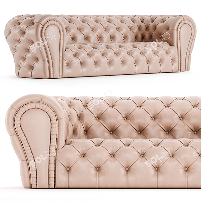 Elegant Italian Leather Sofa 3D model image 2