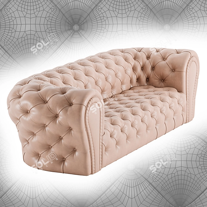 Elegant Italian Leather Sofa 3D model image 4