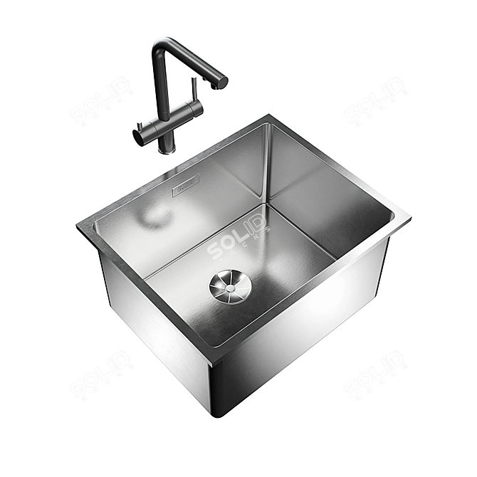 Blanco Andano & Fontas: Stainless Steel Sink and 2-in-1 Mixer 3D model image 1