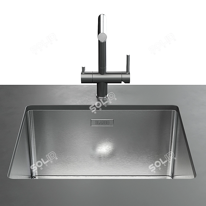 Blanco Andano & Fontas: Stainless Steel Sink and 2-in-1 Mixer 3D model image 2