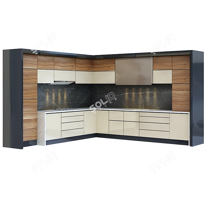 Modern Poly Vertex 3D Kitchen 3D model image 1