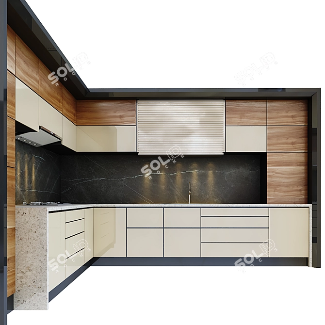 Modern Poly Vertex 3D Kitchen 3D model image 2