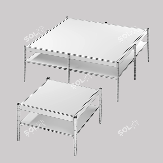 Modern Square Table Set 3D model image 3