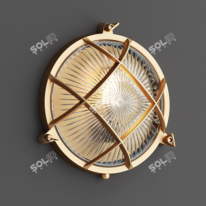 Brass Bunker Round Wall Light 3D model image 3