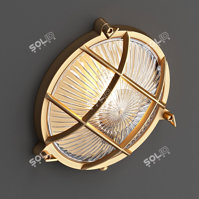 Brass Bunker Round Wall Light 3D model image 4