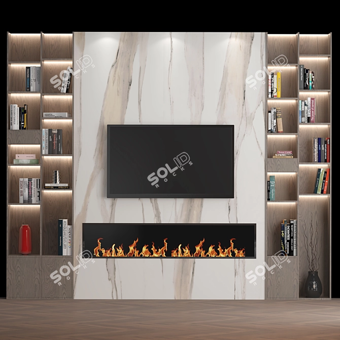  Modern TV Wall Unit 02 3D model image 4