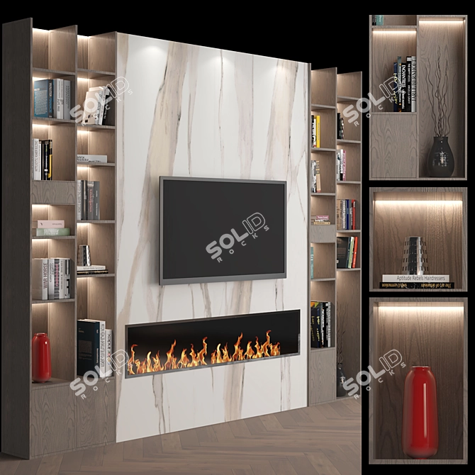  Modern TV Wall Unit 02 3D model image 5