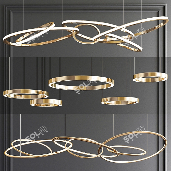 Trendy Ring Chandelier - 3 Types 3D model image 1