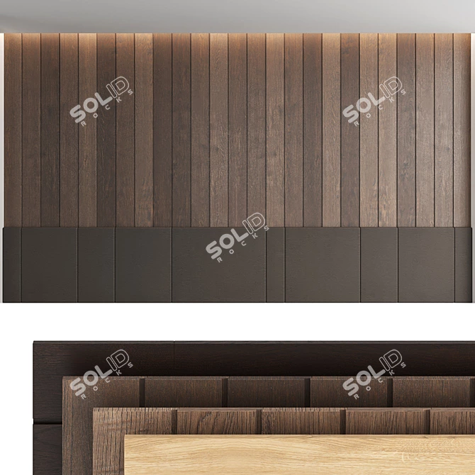 Seamless Wood Textured Decorative Wall Panel Set 3D model image 1