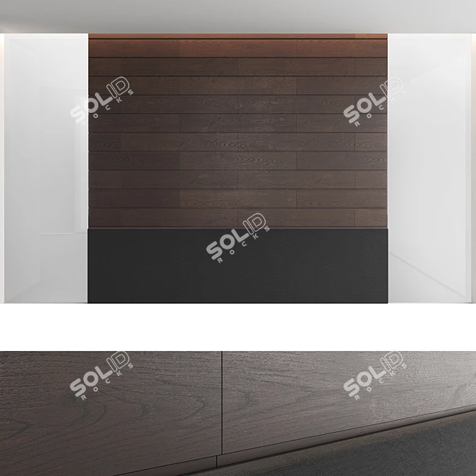 Seamless Wood Textured Decorative Wall Panel Set 3D model image 2