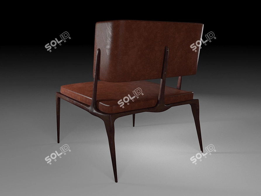 Sleek Wood & Leather Chair 3D model image 1