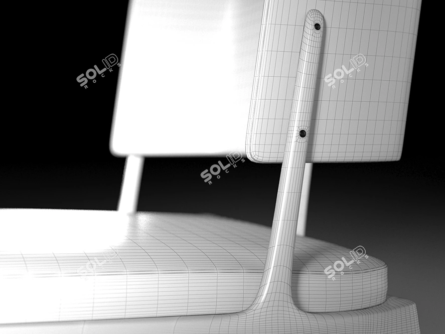 Sleek Wood & Leather Chair 3D model image 4