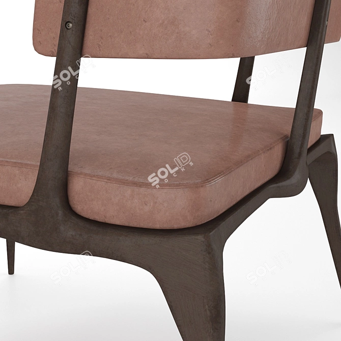 Sleek Wood & Leather Chair 3D model image 7
