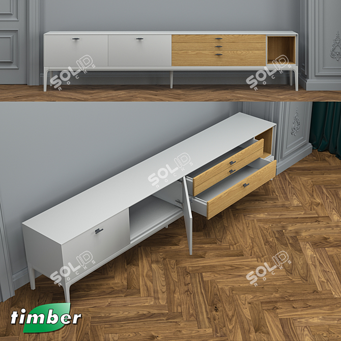 MODENA T-606 TV Cabinet | Elegant Oak Design 3D model image 3