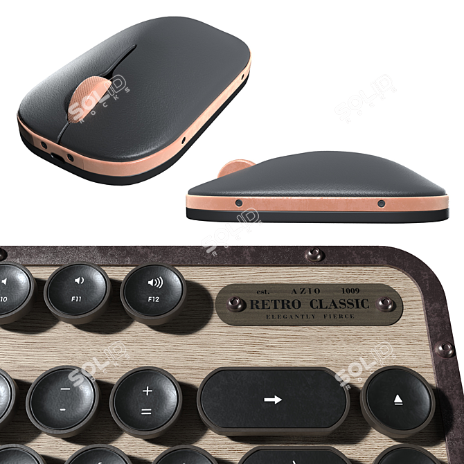 Vintage Typewriter Keyboard & Mouse Set 3D model image 2