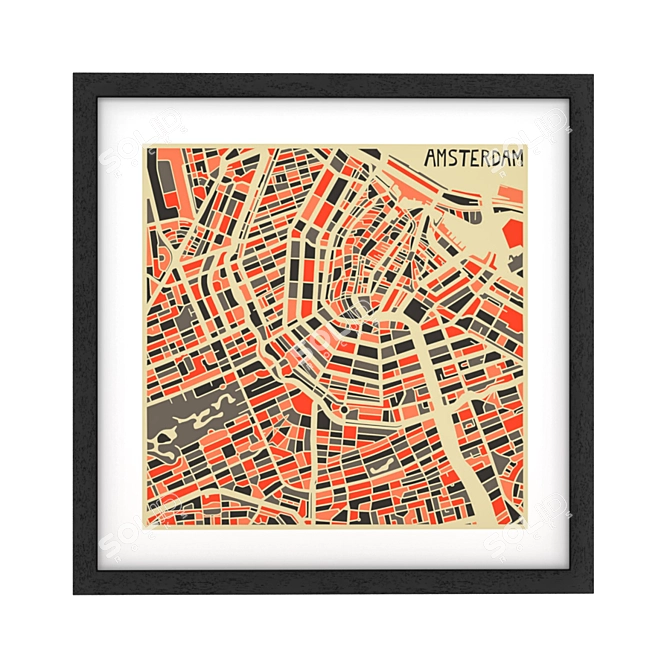 Urban Explorer Framed Map Art 3D model image 1