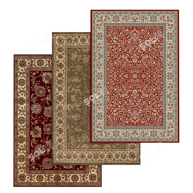 High-Quality Carpet Set: 3 Varieties 3D model image 1