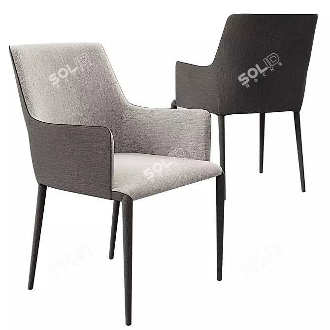 Renee Dining Chair: Stylish Armour Grey 3D model image 1