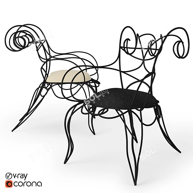 Luxurious Ceccotti Ram Armchair: Elegant Design & Superior Comfort 3D model image 1