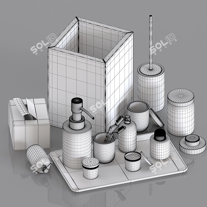 Marble Stone Bathroom Set 3D model image 3