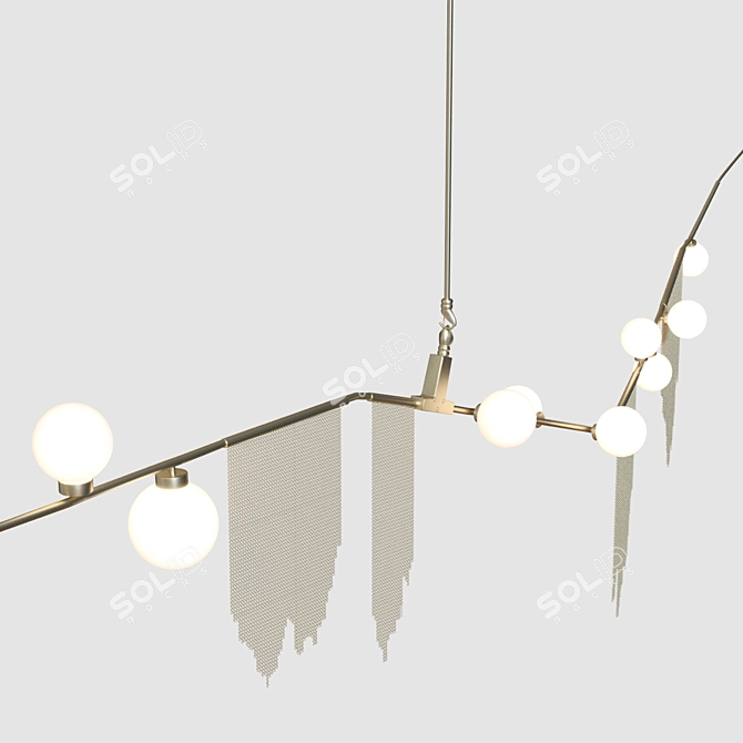 Golden Fringe Chandelier 3D model image 2