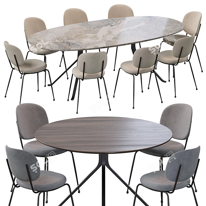 Industrial Elegance: Blink Dining Table & Industry Chair 3D model image 1