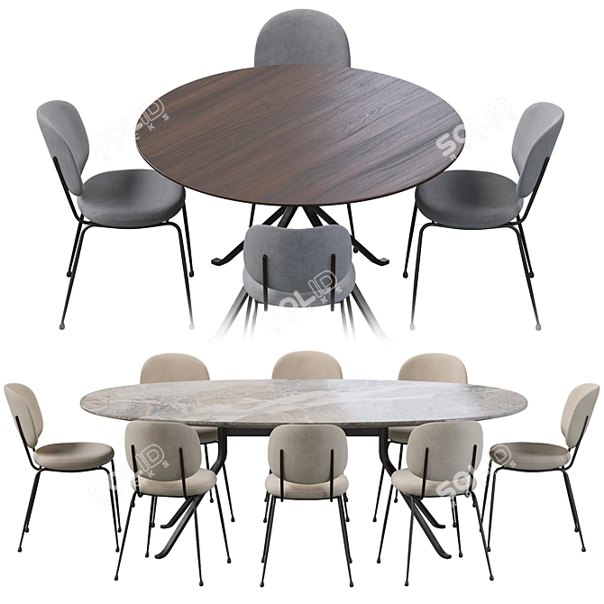 Industrial Elegance: Blink Dining Table & Industry Chair 3D model image 2