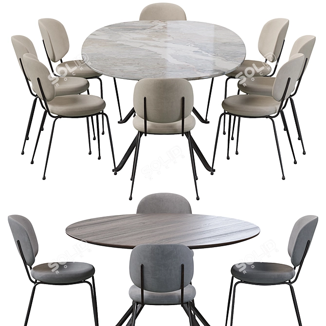 Industrial Elegance: Blink Dining Table & Industry Chair 3D model image 3