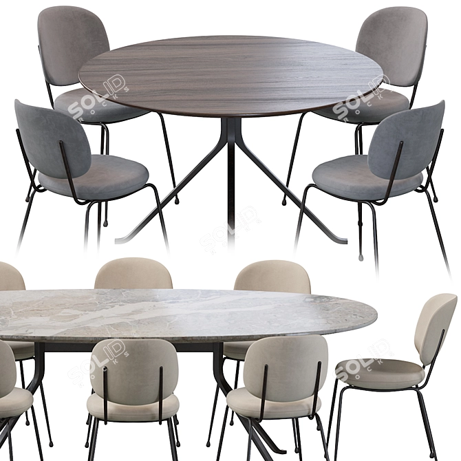 Industrial Elegance: Blink Dining Table & Industry Chair 3D model image 4