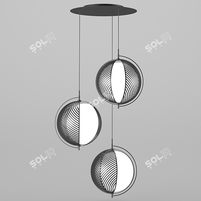 Elegant Black Pendant Lamp - PLUTO 3D model image 1