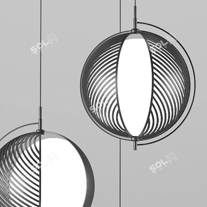 Elegant Black Pendant Lamp - PLUTO 3D model image 2